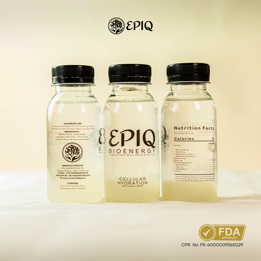 3 BOTTLES - EPIQ BIOENERGY PREMIUM SEA MOSS MINERAL EXTRACT FOR CELLULAR HYDRATION 200ML BOTTLE